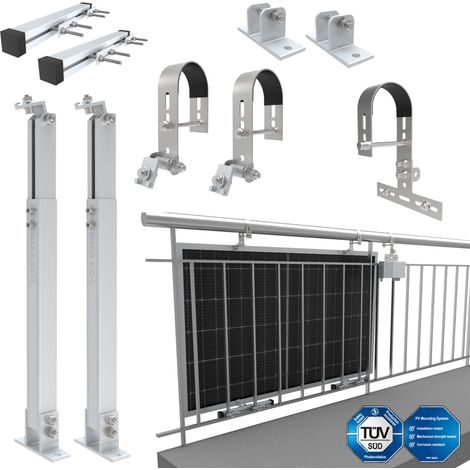 NuaSol Balkonkraftwerkhalterung Geländer Befestigung 2 Solarmodule Photovoltaik (1/5)