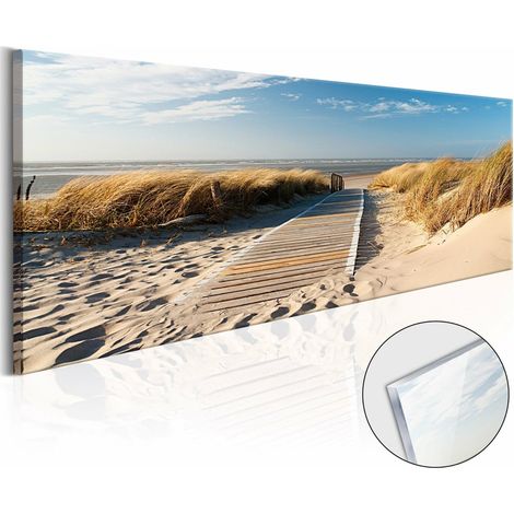 Tableau sur verre plage sauvage - 135 x 45 cm (1/4)