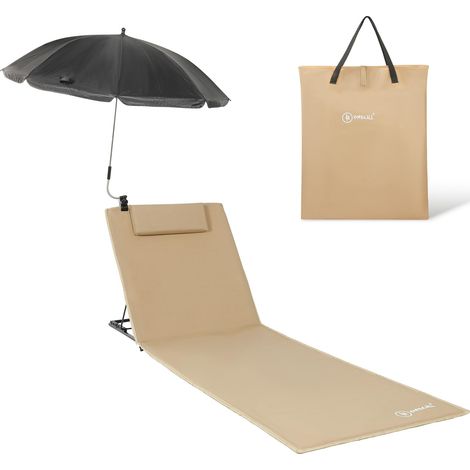 Matelas de plage rembourré à séchage rapide avec parasol intégré, format XXL (Sable) (1/5)