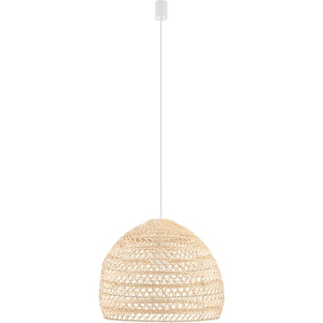 Hängelampe Rattan rund Ø 43 cm H: max. 160 cm Natur Boho E27 Modern Hängeleuchte