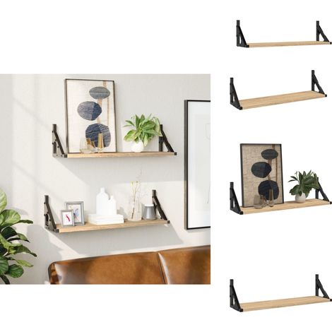 Wandregale 2 Stk. Sonoma-Eiche 60x15x15,5 cm - Wandregal - Regal - Holzregal - Dekoration - Stauraum (1/5)
