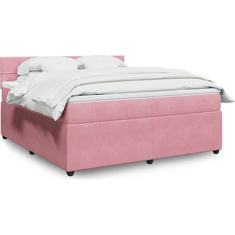 Boxspringbett mit Matratze Rosa 180x200 cm Samt