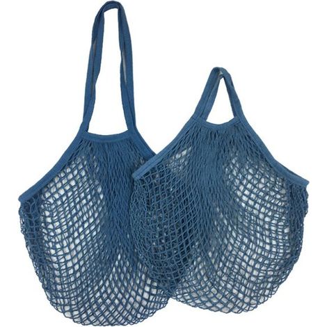 Baumwollnetzbeutel – Wiederverwendbar für Obst, Gemüse, Lebensmittel, Strand, Spielzeug – Lange und kurze Henkel – 2 Stück (1/5)