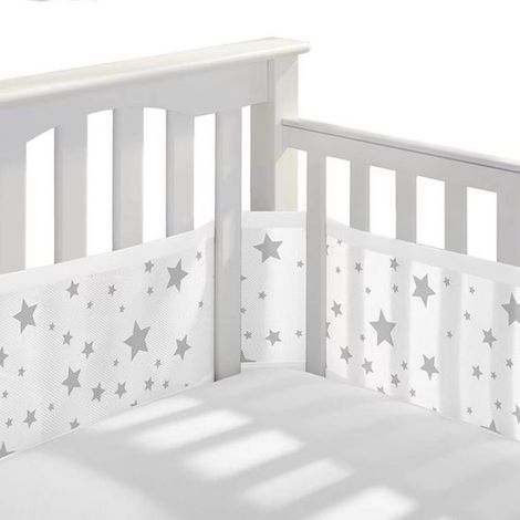 IL BAMBINI - Tour de lit bébé - Protection de tête - Lot de 2 - 340x30cm & 160x30cm - Blanc à étoiles