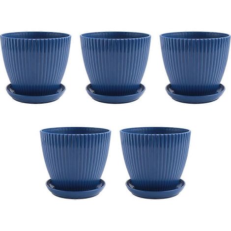 Pots de fleurs en plastique pour plantes, lot de 5 pots de 15 cm pour intérieur (1/5)