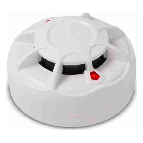 Detector de humo convencional con base de relé. Adecuado para usar con unidades de control de alarma contra intrusos de 12 V, para aplicaciones residenciales.