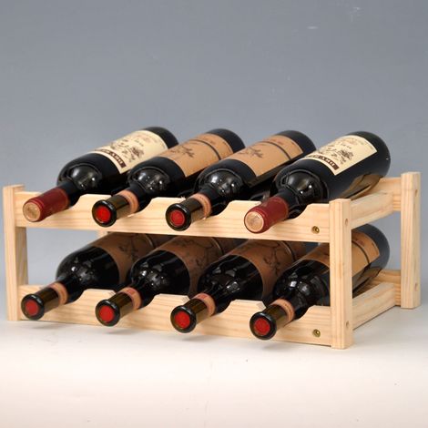 2-stöckiges Flaschenregal, stapelbarer Flaschenhalter für den Kühlschrank, Weinregal, 8 Flaschen, Weinregal, Weinablage, Wandregal, kleines Flaschenregal