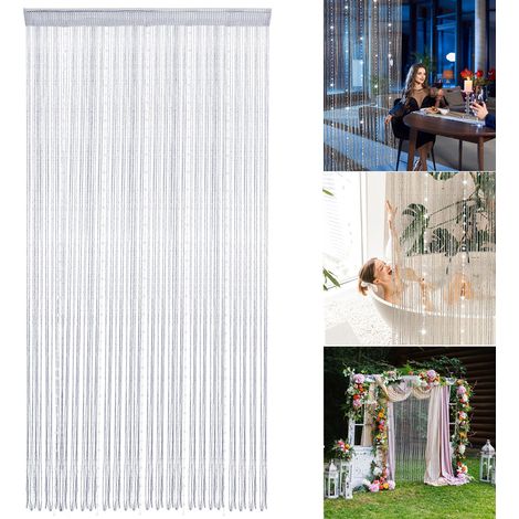 Frange rideau porte diviseur bande gland chaîne décorative pour mariage fiançailles fête décor salon argent (1/5)