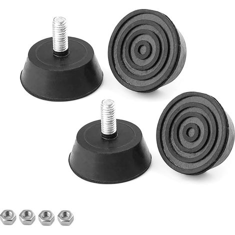 4 Pièces Pieds Réglables de Meubles, Base en Caoutchouc Pieds de Planche à Découper avec vis, Pieds Réglables en Hauteur Diamètre 38 mm, pour Meubles, Electroménagers (1/5)