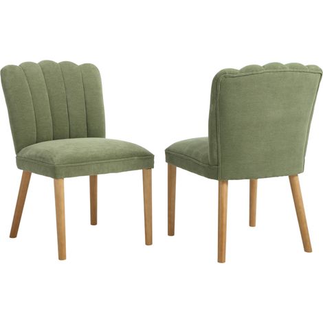 Wahson Lot de 2 Chaises de Salle à Manger en Chenille, Chaises de Cuisine Rembourrées avec Dossier Confortable pour Cuisine, Bureau, Chambre, Vert