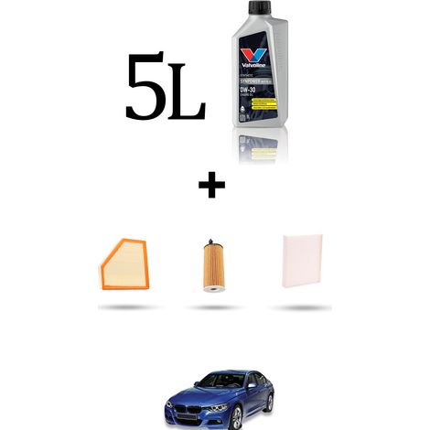 Kit tagliando 3 FILTRI e 5L OLIO compatibile con Bmw serie 3 (F30, F80,F31) 330i 185kw dal 2015 (1/5)