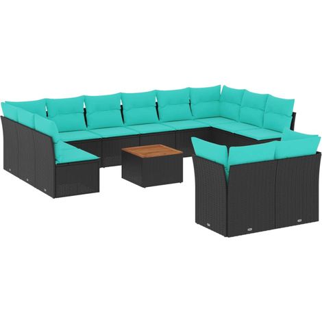 Maison Exclusive - Set Divani da Giardino 13pz con Cuscini Nero in Polyrattan (1/5)