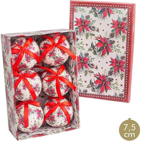 Boules de Noël multicolores en papier et mousse polyuréthane, 7,5 x 7,5 x 7,5 cm (6 unités) (1/5)