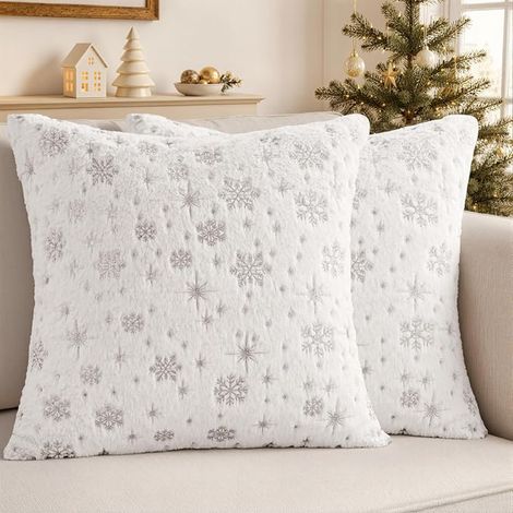 Lot de 2 housses de coussin de - 40 x 40 cm - Blanc (1/3)