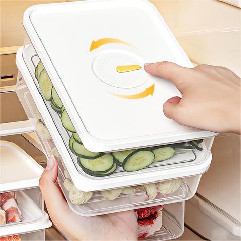 Boîte De Rangement Alimentaire - 19.8 X 13.8 X 5.3 Cm - Couvercle Transparent Étanche - Pour Réfrigérateur Cuisine Salle De Bain - 950 Ml - 1 Pièce (1/5)