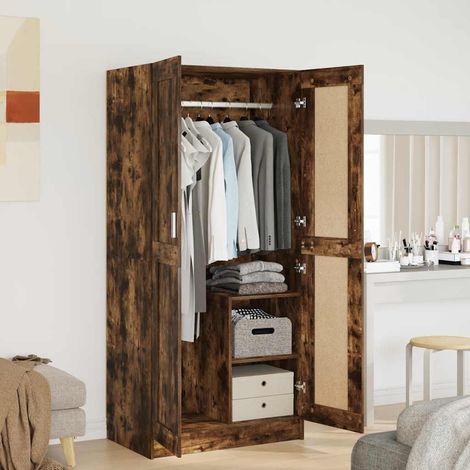 Kleiderschrank Räuchereiche 82,5x51,5x180 cm Holzwerkstoff