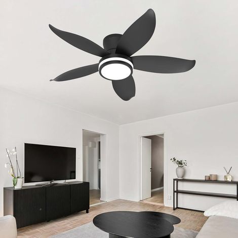 Ventilador de techo con luz y mando a distancia, brillo regulable, funcionamiento silencioso, LED, negro, 88 cm, 220 V (1/5)