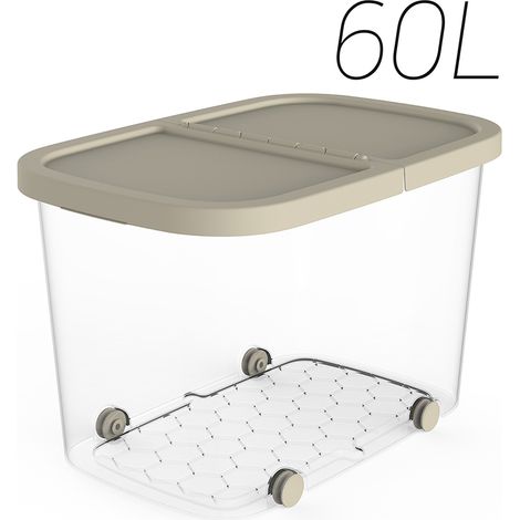 CAJA MULTIUSOS RUEDAS 59X39X38 CM 60L BEIGE