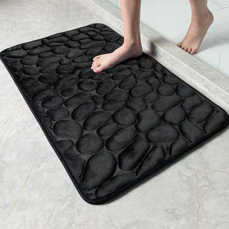 Non-Slip Memory Foam Bath Mat, Absorbent Machine Washable Bathroom Mat, Shower Mat for Bathroom, 40 x 60cm, Black (1/5)