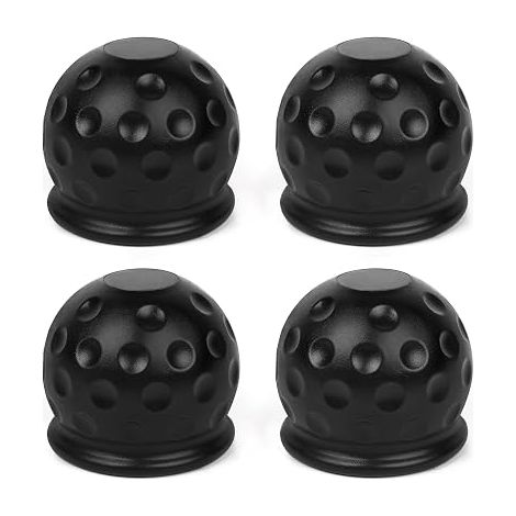 4 Pcs Tow Ball Cover 50mm Soft Rubber Protective Cap for Trailer Caravan Truck Black (1/5)