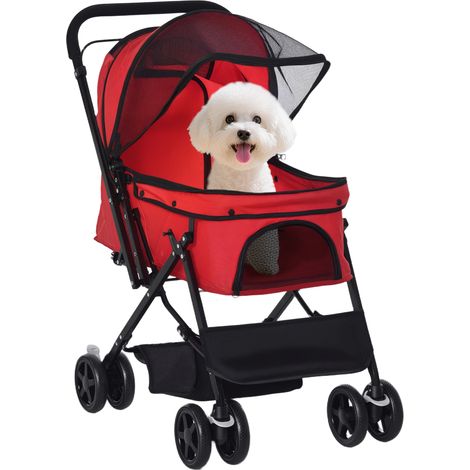 Cochecito para Mascotas Plegable con Toldo Ajustable Cesta de Almacenaje Correas de Seguridad y Frenos Tela Oxford 600D Acero 76,5x52x95 cm (1/5)