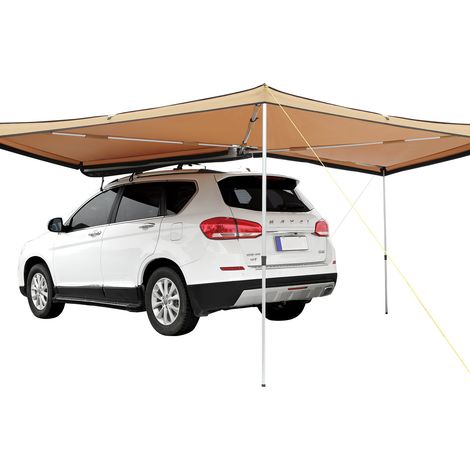 Auvent Voiture Rétractable 270° 2,5 m Auvent Latéral Voiture PU3000 mm UV50+ Résistant Soleil/Eau/Vent avec Sac de Rangement en PVC, Auvent sur Côté/à l'Arrière pour Camions, SUV, Fourgonnettes (1/5)