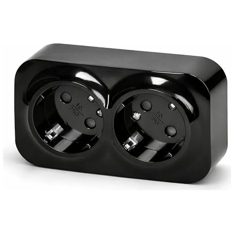 Surface Mounted 2 Socket RT1 Series Black (1/5)