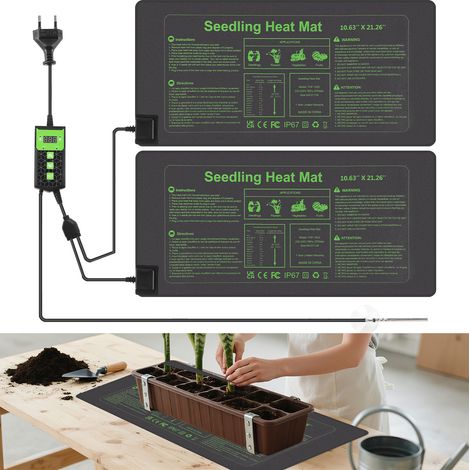Jopassy Tappetino riscaldante, tappetino riscaldante per semina con termostato da 27 Watt, ideale per coltivazioni indoor 2 pz (1/5)