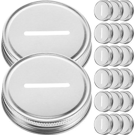 20 Stück Deckel aus Weißblech für Einmachbecher, DIY-Sparschweindeckel, Kappen für Wassergläser mit Henkel-7X7X1.9CM-Silver (1/4)