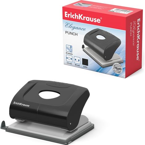 Erichkrause elegance punch - fino a 20 fogli - vassoio de coriandoli - meccanismo de acciaio - garanzia 2 anni - colore nero