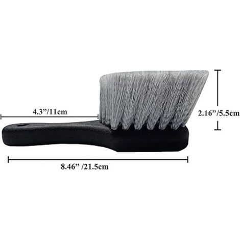 Brosse pour roues et pneus pour jantes de voiture, nettoie les pneus et élimine la poussière et la crasse de la route, manche court pour un récurage facile noir (1/3)