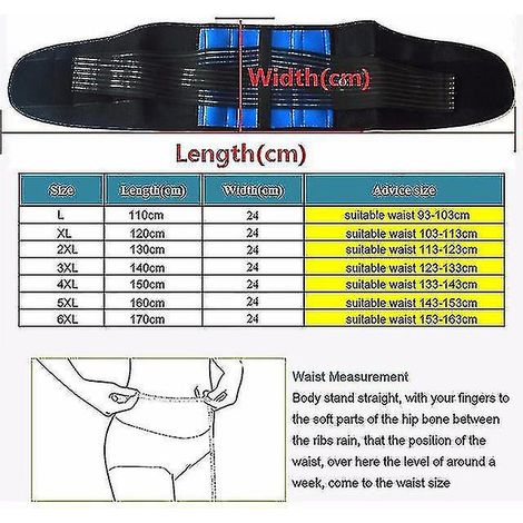 Ceinture de soutien lombaire 5XL/6XL, ceinture de soutien lombaire, corset orthopédique, correcteur de posture pour hernie discale, soulagement de la douleur, hommes et femmes - 3XL