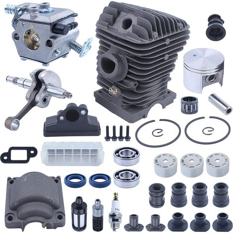 Ensemble cylindre piston carburateur tampon pour moteur STIHL 025 023 MS250 MS230 pour tronçonneuses, cylindre, piston, axe, segments, circlips, patin, vis de montage, roulement à aiguilles, vilebrequ (1/5)