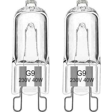 Lot de 2 Ampoule Halogène G9 Pour Four 40W 230V Ampoule de Four G9 Dimmable Tolérance 300°C Pour AEG/Neff/Whirlpool/Smeg/Bosch, Micro-ondes, Blanc Chaud 2700K (1/5)