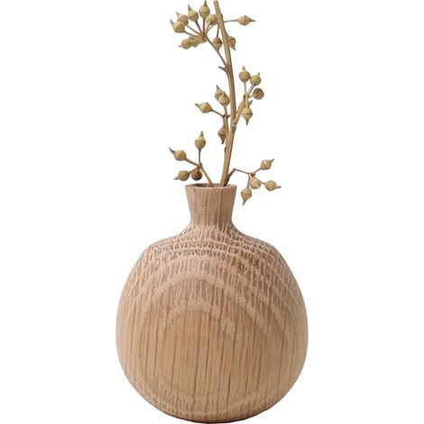 Vase de Fleurs Séchées Type B en Bois Massif, Vase Grand Ouverture, Artisanat Bois, Déco Rustique Scandinave, 1 Pièce (1/5)