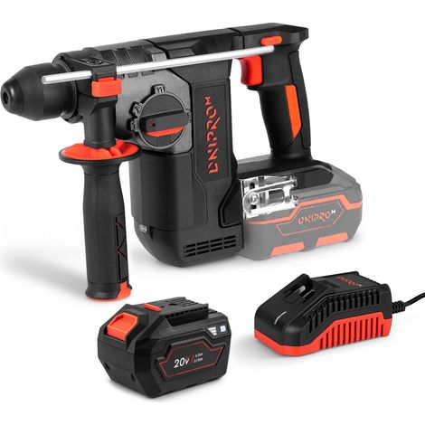 Dnipro-M Martillo Perforador SDS Plus 20V Brushless DHR-202BC ULTRA, 2,5J, Ø24 mm Hormigón, 4 Modos, Antivibración, Batería 6Ah y Cargador