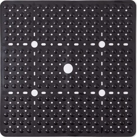 Tapis de Douche Antidérapant, Carré Tapis de Bain 69x69cm sans BPA, Tapis de Baignoire Résistant à la Moisissure et Lavable en Machine, noir