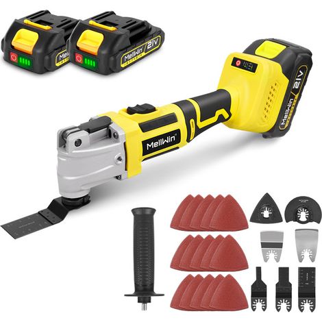 Outil multifonction oscillant sans fil Brushless 21V, inclus jeu d'accessoires de Coupe et de Ponçage de 22 pièces