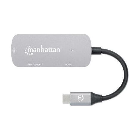 Manhattan USB-C a HDMI 3 en 1 Docking Converter con Power Delivery Space Gray (1/4)