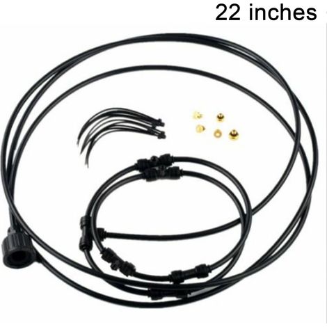 GARRYFIZH Kit de brumisation d'été, ventilateur extérieur, système de refroidissement, buse en laiton noir avec anneau de pulvérisation de 22 pouces