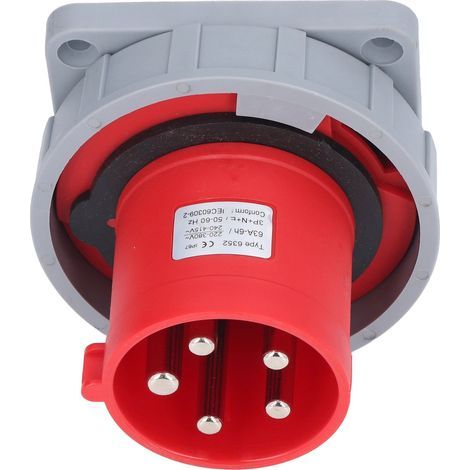Wasserdichter Luftfahrtstecker, Ausgang aus Nylon und Messing, 5-poliger Industriestecker, 3P + N + E, Wechselstrom 220–380 V, 240–415 V, 63 A (1/5)