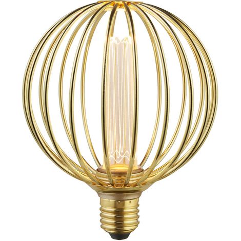 GLOBE CAGE Ampoule Metal doré effet filaire sphère E27 1800k 120lm 3,5W (1/4)