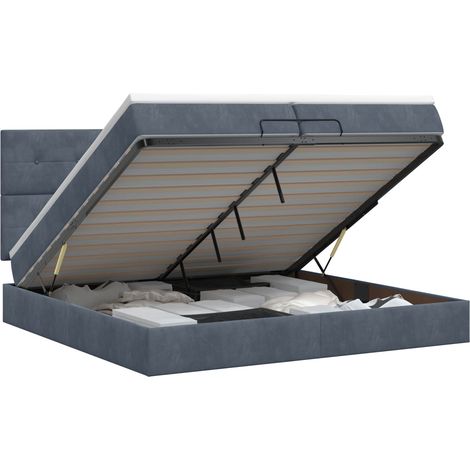 Maison Exclusive - Letto ottomano con materasso Grigio Scuro 200 x 200 cm Velluto (1/5)