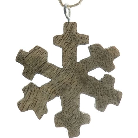 Kaemingk – Pendentif de Noël flocon de neige, massif, Ø 6,5 cm – Bois de manguier