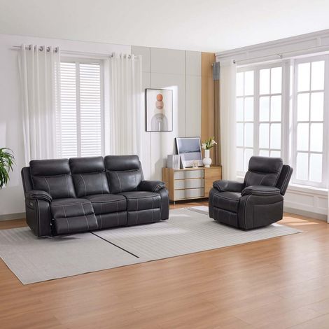 Vinson Electric Recliner 1+3 Seater Sofa Set Air Leather With Built-In Plugs & USB-C Charging (1/5)