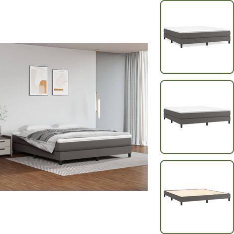 Cadre de lit sans matelas gris 160x200 cm similicuir - Cadre De Lit - Lit Double - Similicuir - Lit Gris - Meuble Chambre (1/5)