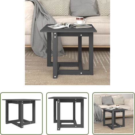Holzbeistelltisch - Couchtisch Grau 50x50x45 cm Massivholz Kiefer (1/5)
