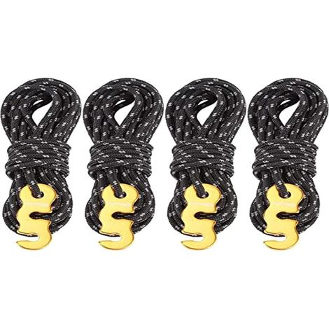 Set di 4 confezioni di corde riflettenti in nylon con regolatori in alluminio per campeggio all'aperto, escursionismo e tende da sole. (1/2)