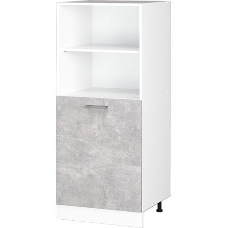 Mueble despensa universal R-Line, Hormigón, 60 cm con estantes abiertos y puerta, Vicco