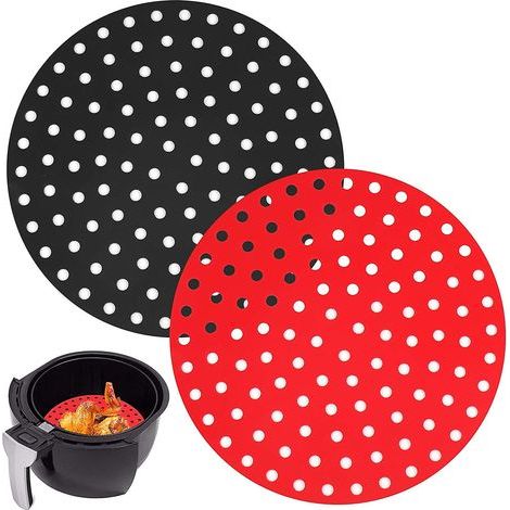2 packs de doublures de friteuse à air réutilisables, friteuse à air perforée ronde de 9 pouces (1/5)